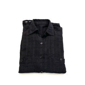 Guazy Oversized Drop Shoulder Cotton Buttondown Black Shirt, Size Small